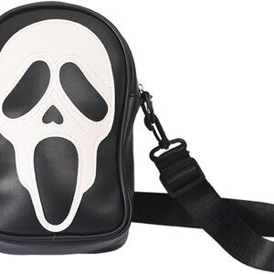 Gothic Skull Crossbody Bag PU Leather Small Phone Purse Unisex Halloween